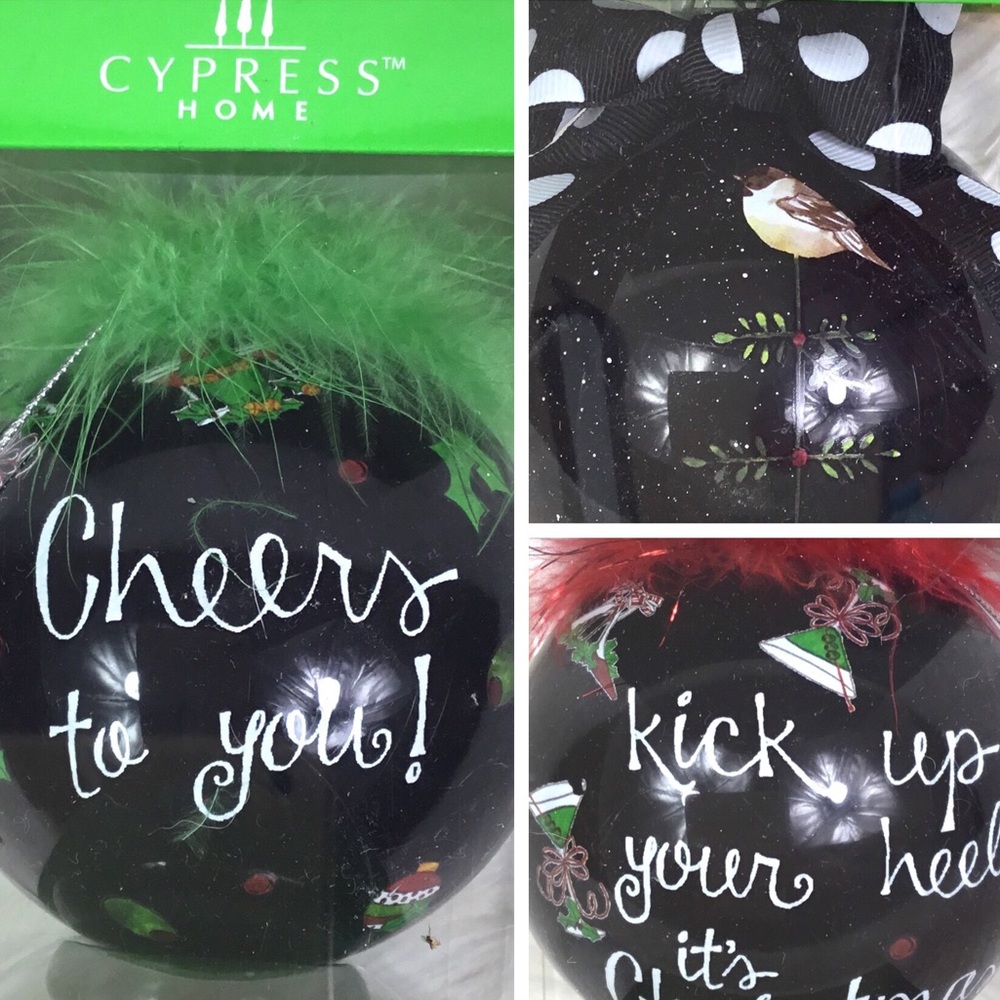 Lot of 3 Cypress Home Ornaments NEW in Box Black
